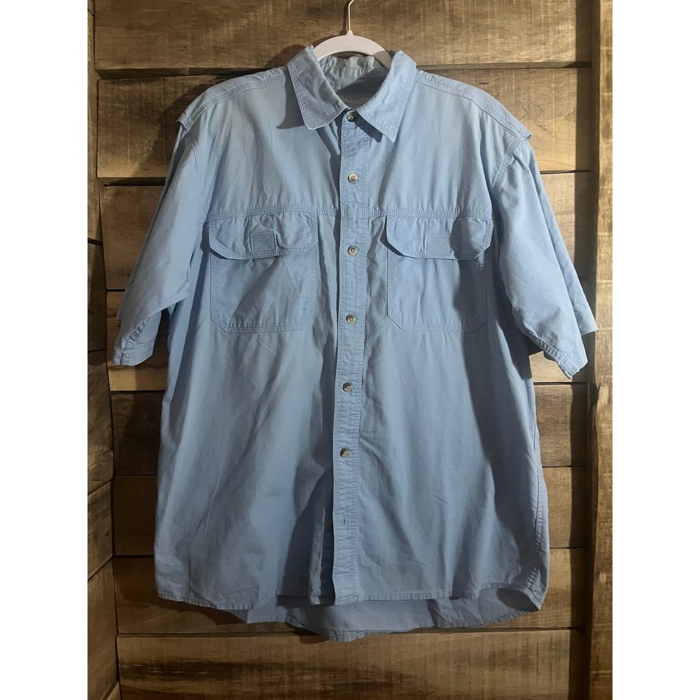 Outdoor Life Mens Blue Short Sleeve Vented Fishing Shirt Large RN 74747